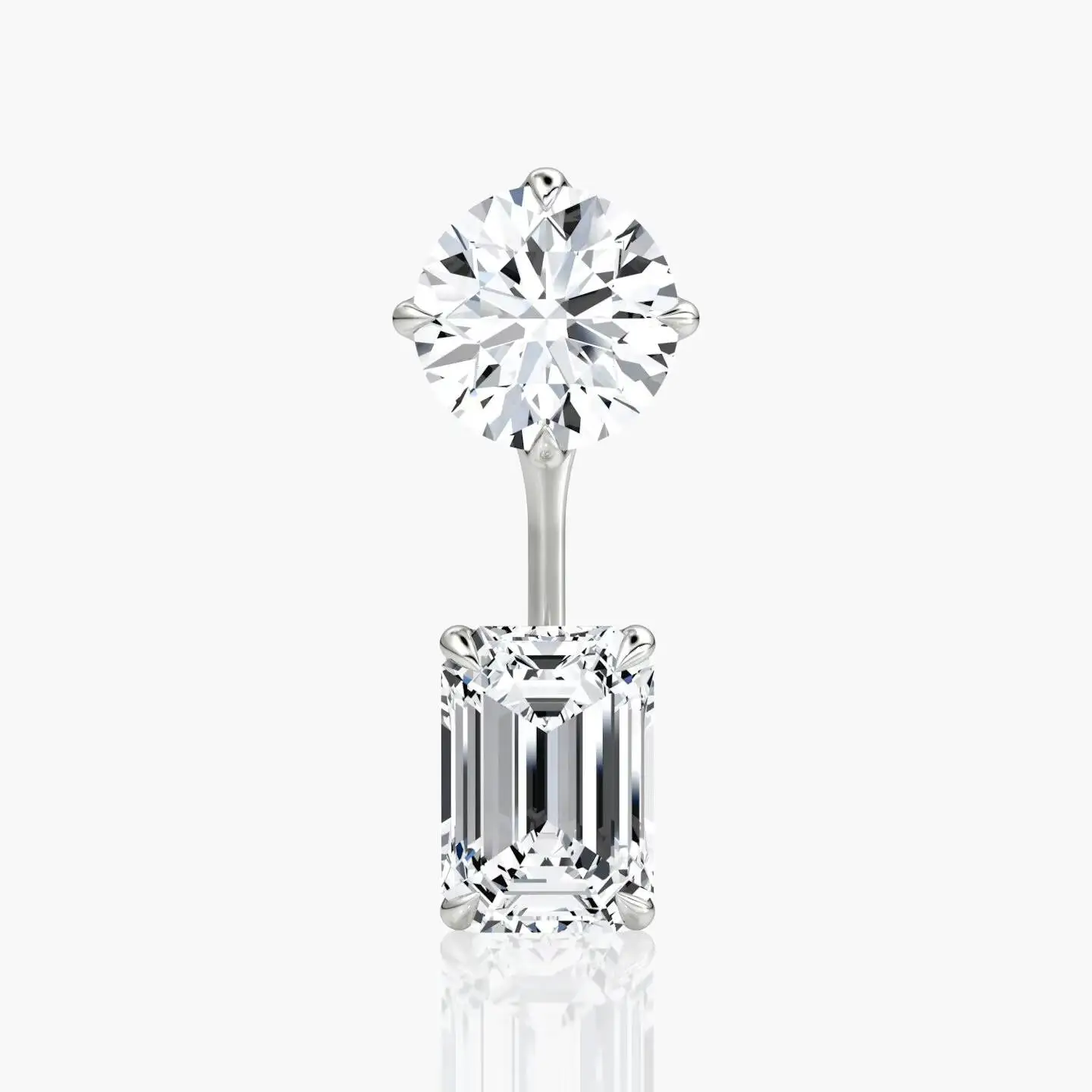 Tishya Diamond Women's 925 Silver White Gold Plated Cut Moissanite Stud Earrings Ear Jacket Geometric Cute Stylish Engagement