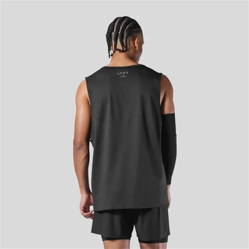 LYFT GYM Silver Logo Men Summer 100% Cotton Tank Top Sleeveless Shirts Bodybuilding Clothing Loose Fitness Workout Running Vest