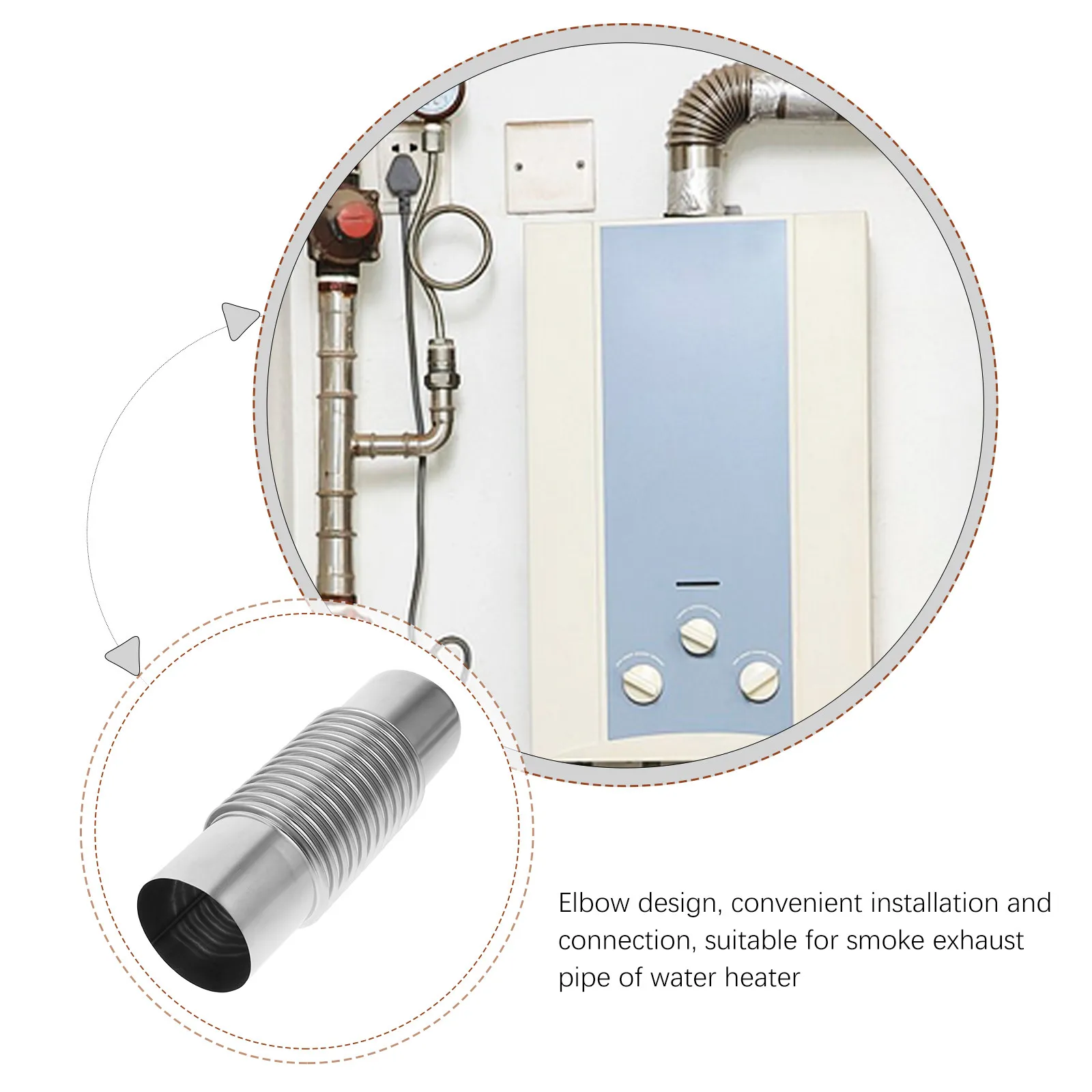 Gas Water Heater Exhaust Extension Pipe Stainless Steel Corrosion Resistant Easy Installation Compatible with Most Gas Water