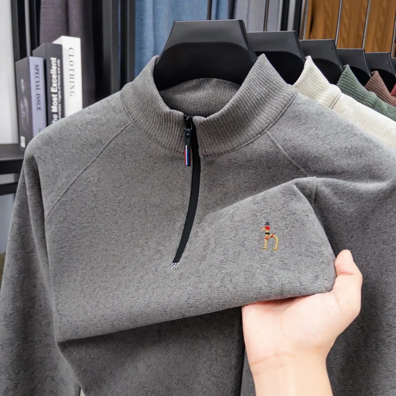 سويت شيرت رجالي أصلي من Derong نصف سحاب وياقة واقفة وأكمام طويلة مضاد للكهرباء الساكنة، صديق للبشرة، خريف دافئ ناعم #2