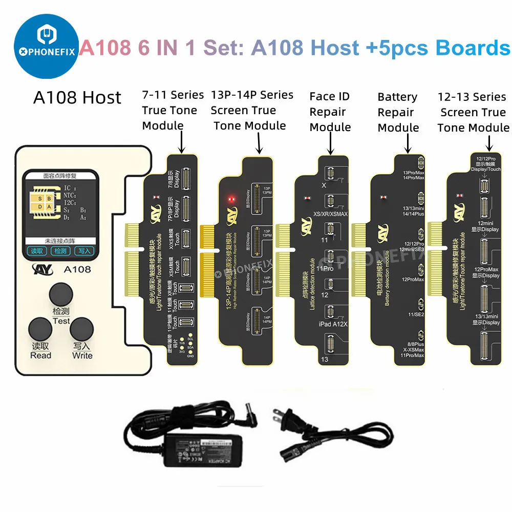 A108 BOX Face ID True Tone Battery Programmer for iPhone X-14 Pro MAX Dot Projector Read Write Dot Matrix Face ID Repair Flex