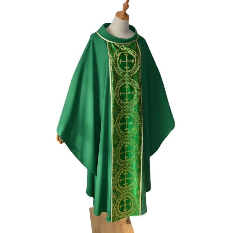 Chasuble Gothic Rome Church Father Priest Garment Mass Vestments Roll Collar Clergy Robes for Catholic Priests