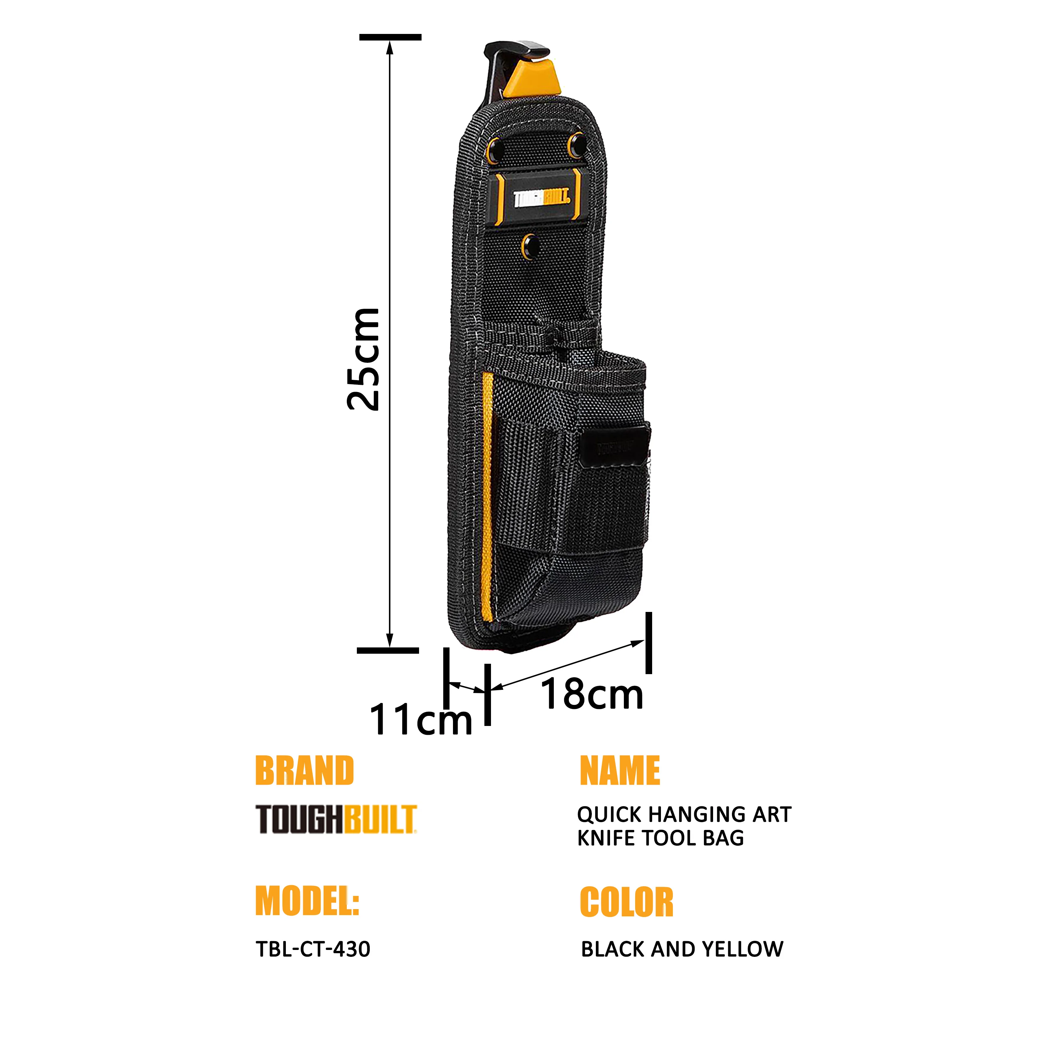 TOUGHBUILT Multifunktionales Schnell-Aufhänge-Werkzeugset, Aufbewahrungstasche für Kunstmesser, Tragbares Organisations-Werkzeugzubehör TBL-CT-430 – Detail 2