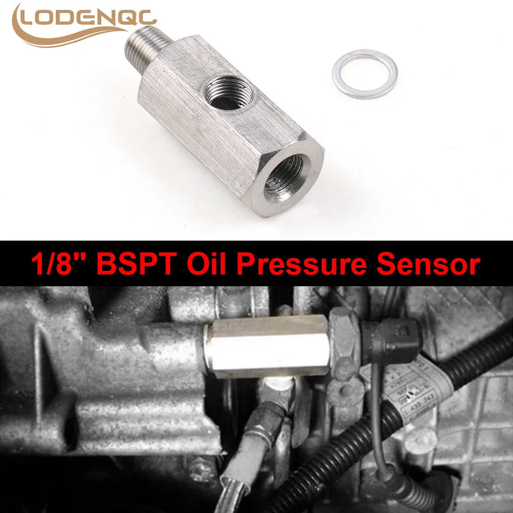 Stainless Steel 1/8'' BSPT Oil Pressure Sensor Tee To NPT Adapter Turbo Supply Feed Line Gauge