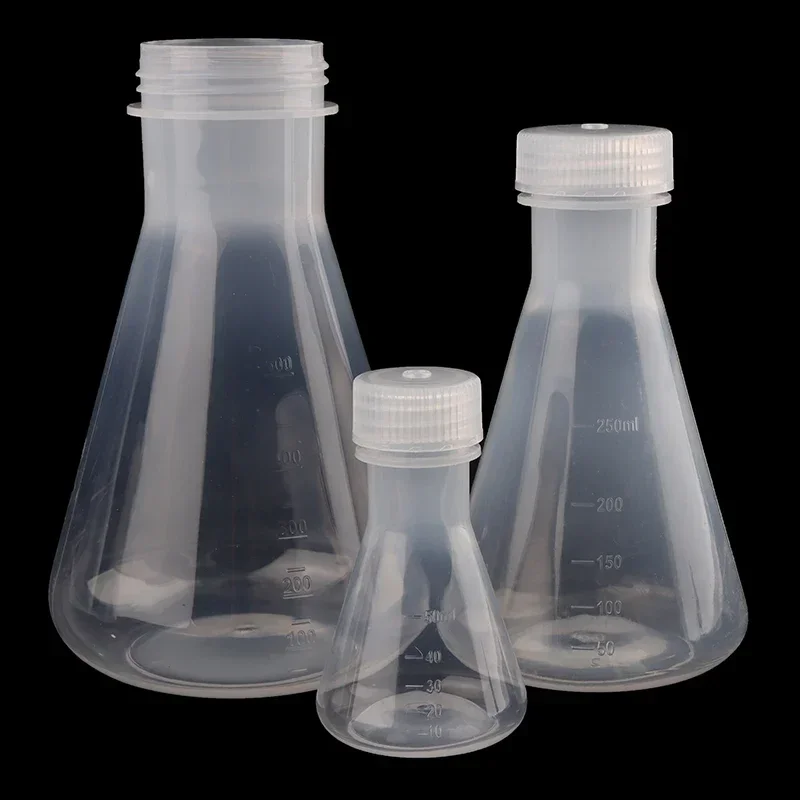50ml To 1000ml Lab Plastic Erlenmeyer Flask Conical Container Bottle With Screw Cap For Laboratory Experiment