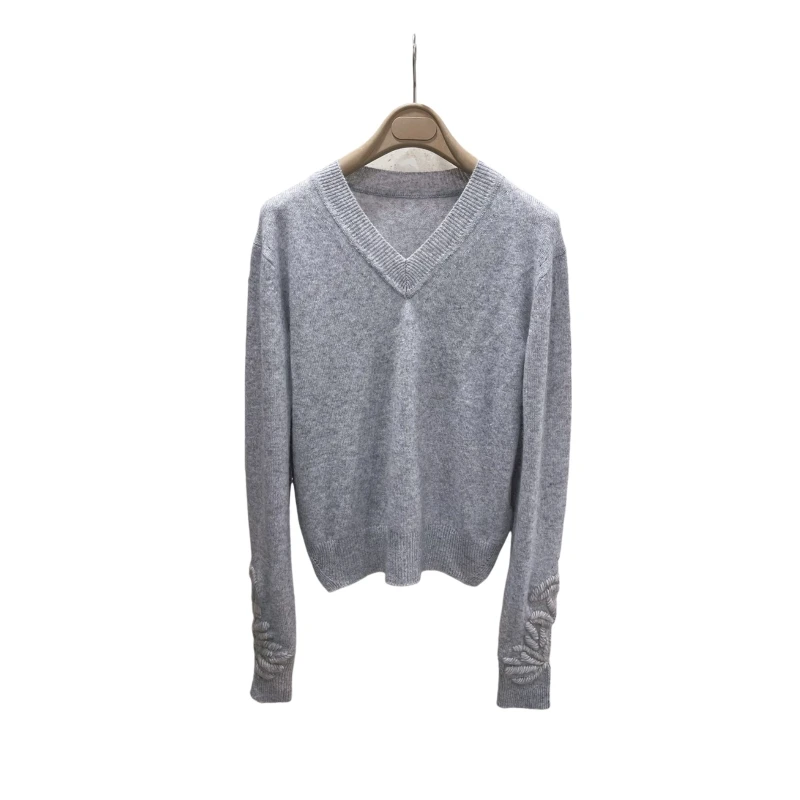 24 Women's Sweater 30% Cashmere 70% Real Wool Warm Soft Lightweight Sweater Pullovers V-neck Top quality winter Knitwear