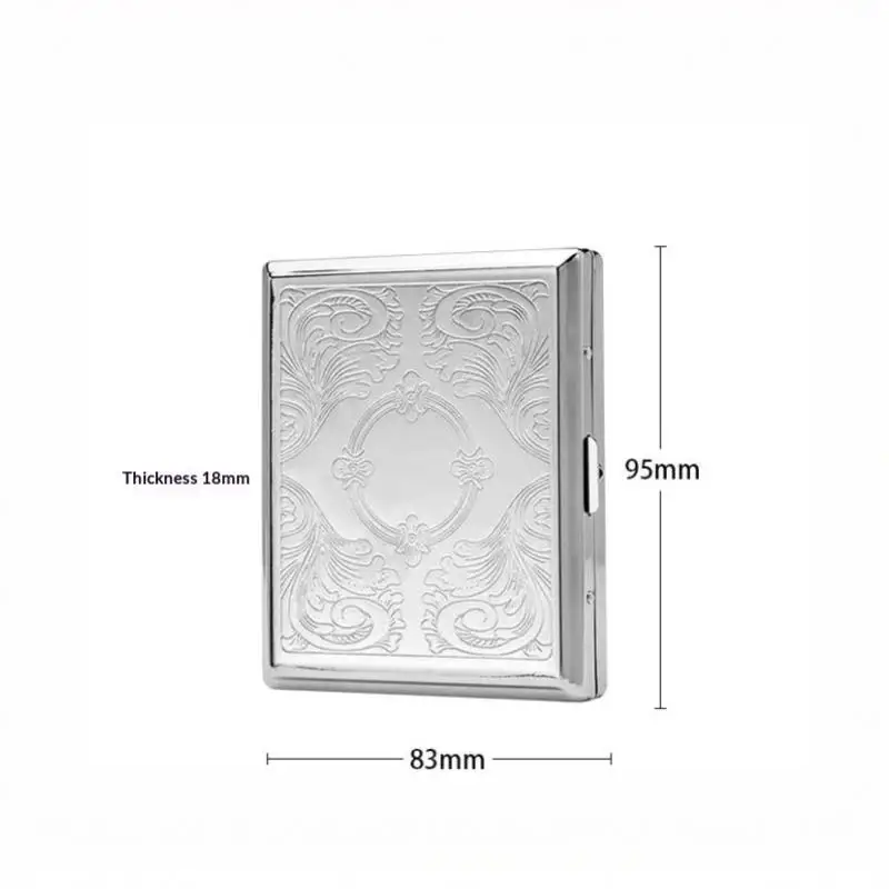 Metal Cigarette Box Stainless Steel Embossed Portable Cigarette Case Fashionable Creative Flip Wallet Storage Box