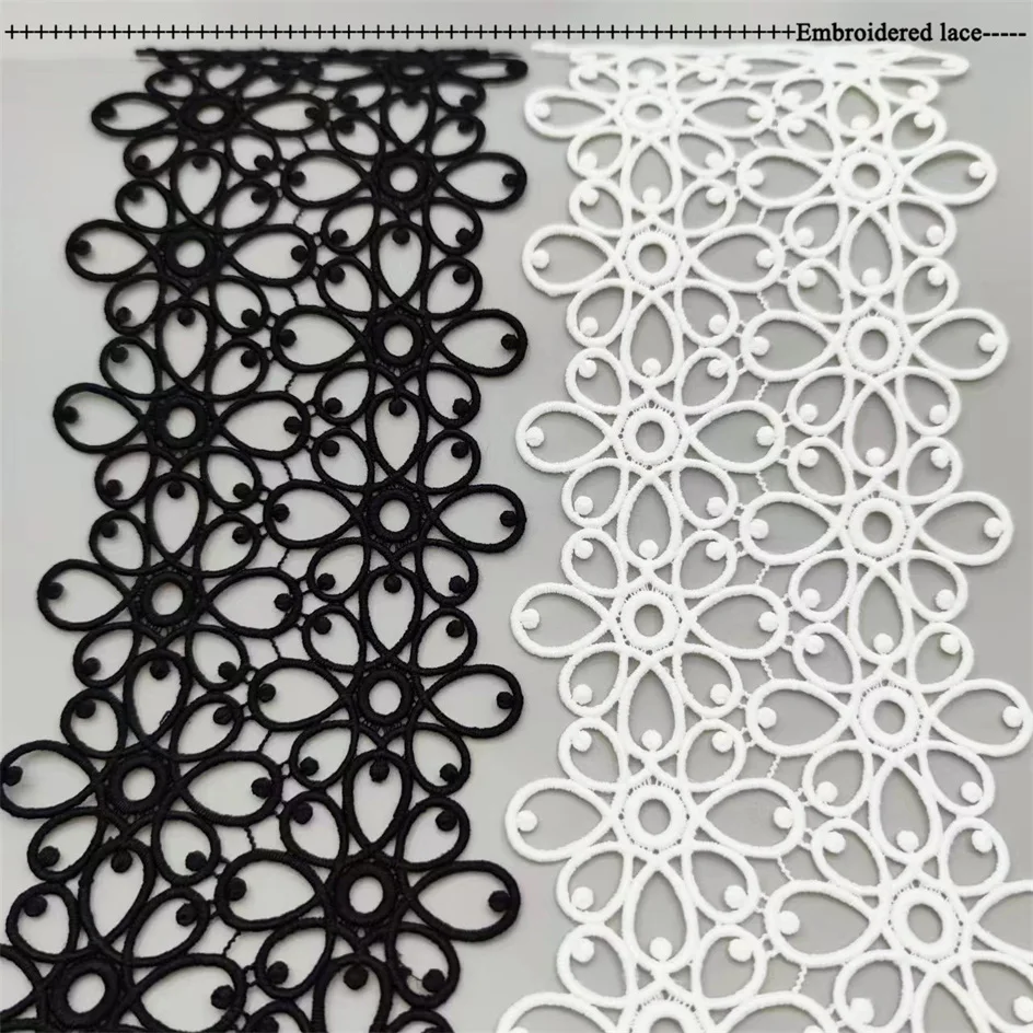 

Top Quality 11CM Wide Luxury White Black Lace Embroidered Lace Neckline Collar Ribbon Trim Women Dress DIY Sewing Supplies
