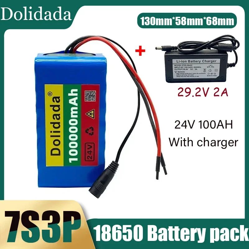 

Original 24V 100000mah 7S3P 18650 24V battery pack electric bicycle battery car moped lithium ion battery pack +29.4v 2A charger