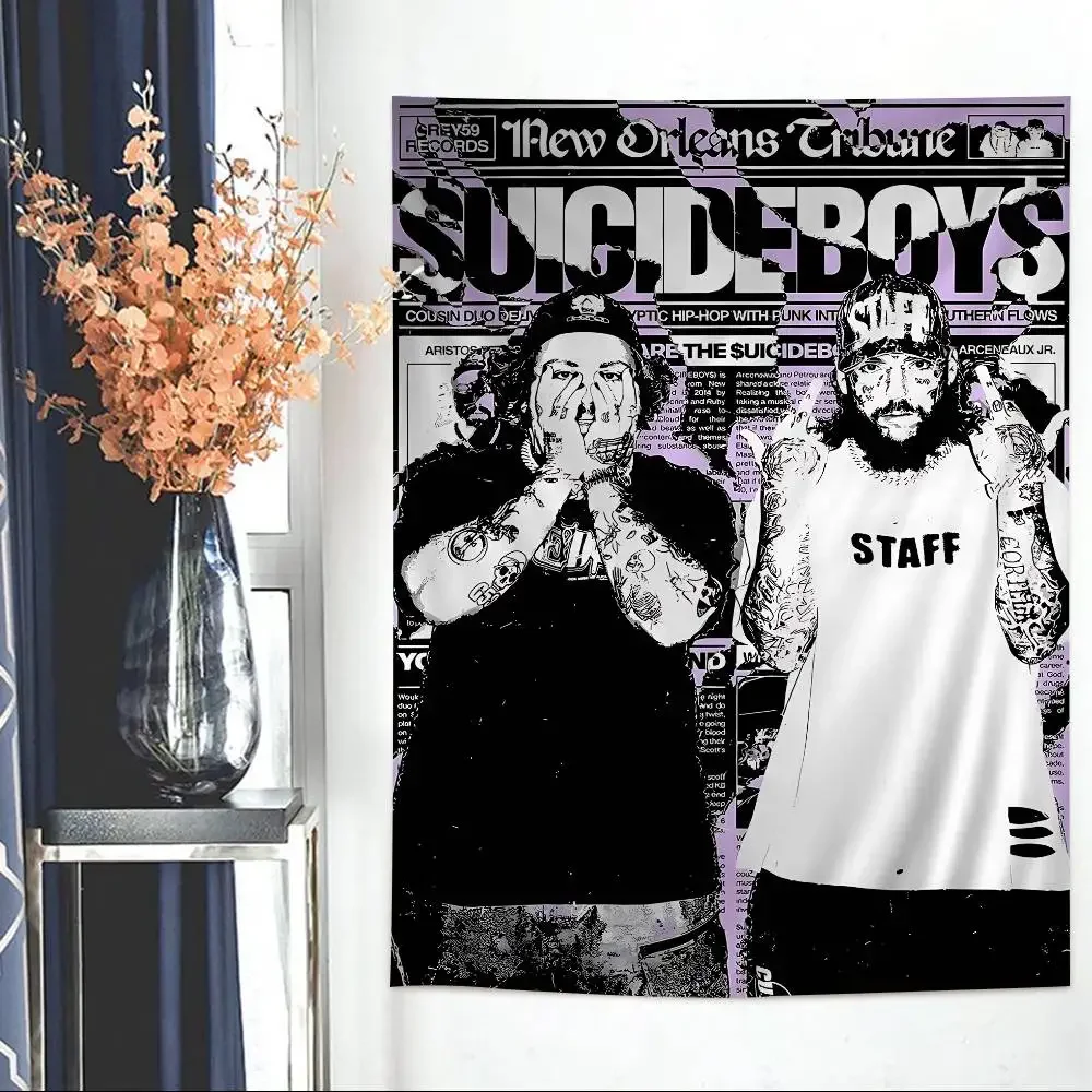 Sänger S-Suicideboy Band zum Aufhängen, böhmischer Wandteppich, zum Aufhängen, Tarot, Hippie-Wandteppiche, japanischer Wandteppich für Wohnheim