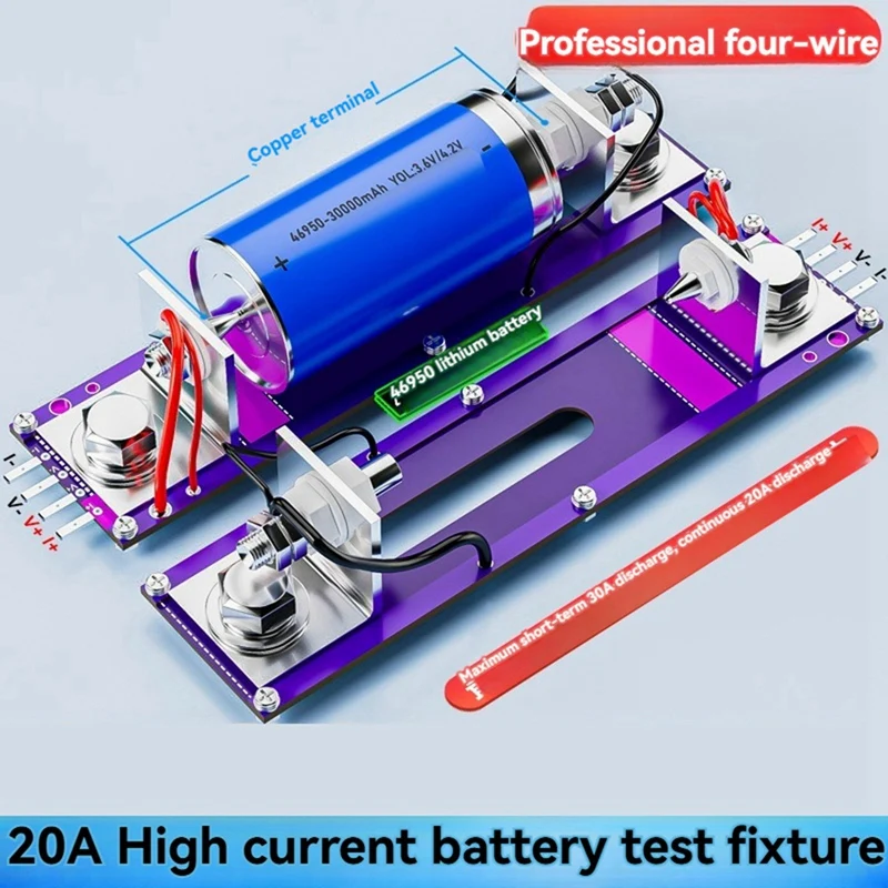 20A 4-Wire Battery Tests Stand Stand Cell Holder Current Voltage Meter Detection For 18650 26650 1450016340