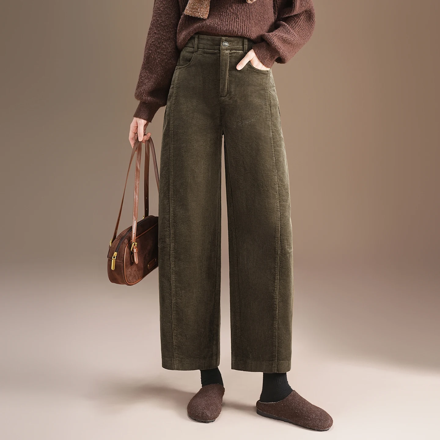 

Модные вельветовые брюки-карго с широкими штанинами, повседневные, с высокой талией, утепленные, осенне-зимние, новые, женские, в стиле «гарлэн»