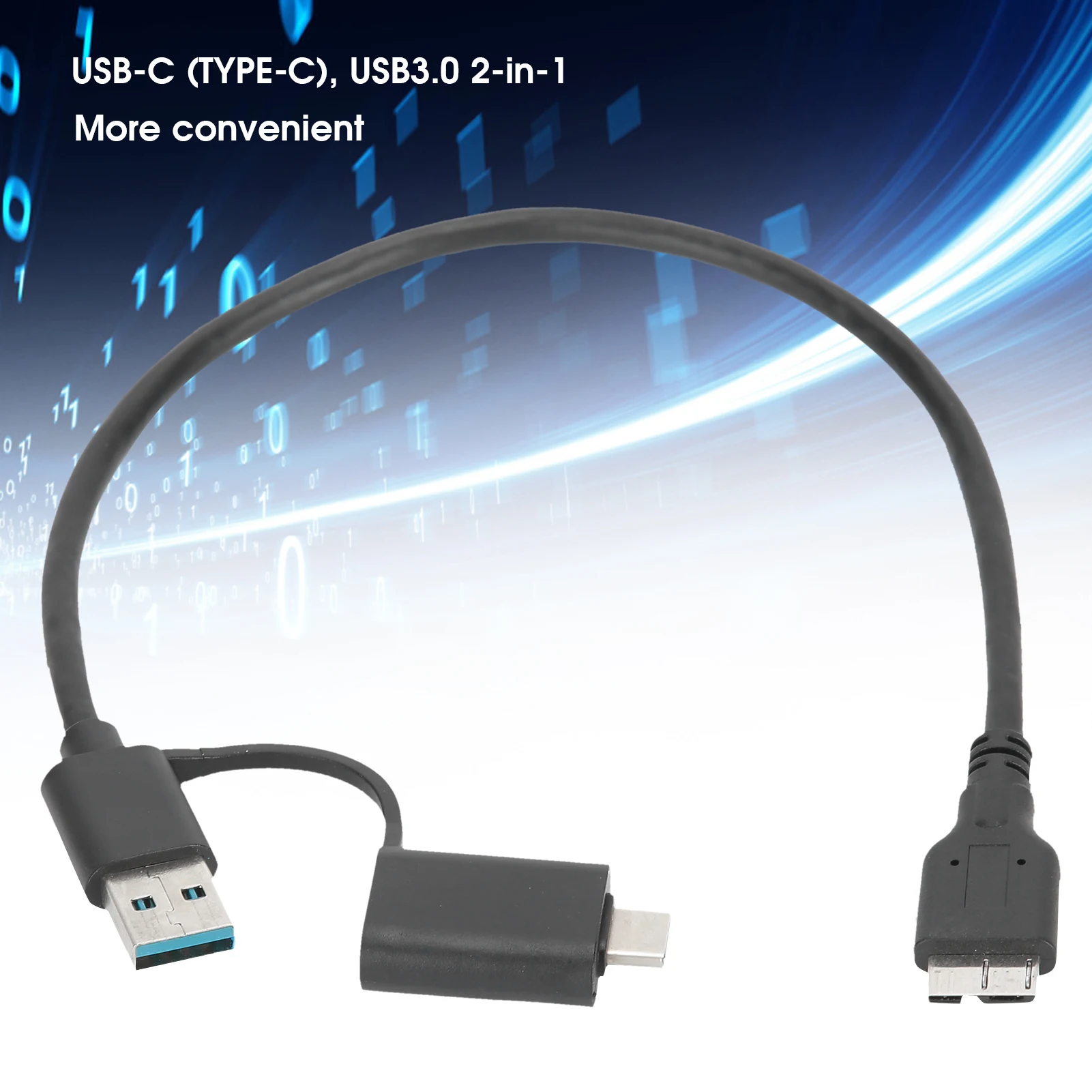 

PVC Data Transmission Cable Data Transmission Cable USB‑C(TYPE‑C) USB3.0 to ‑USB3.0 2‑in‑1 Hard Disk PVC Line