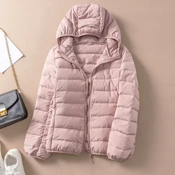 2023 autunno inverno piumino Oversize con cappuccio donna piumino d'anatra bianco sottile leggero piumino corto da donna parka caldo abbigliamento