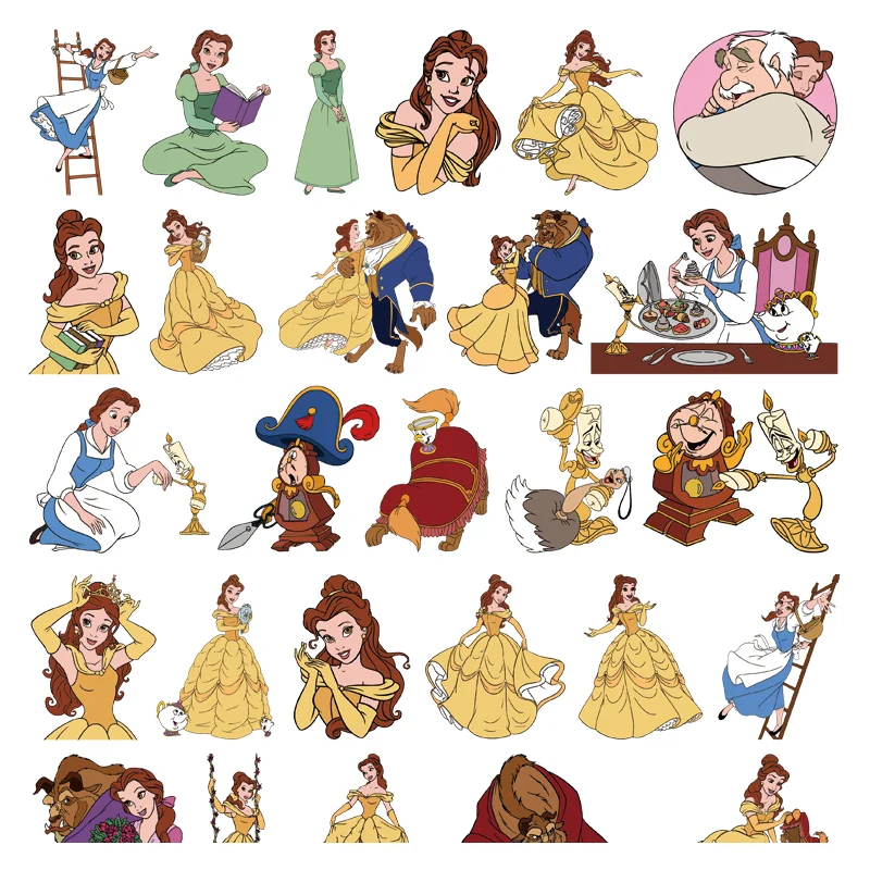 Small size Cartoon Beauty and the Beast Clothing thermoadhesive patches DIY Sewing for children vinyl stickers iron on transfer