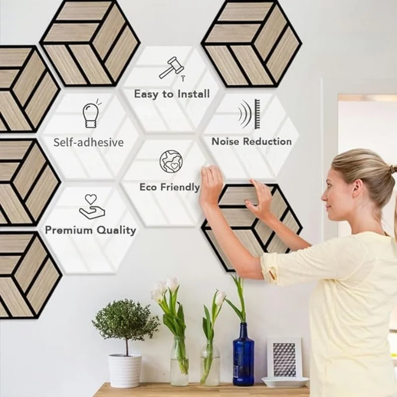 Self-adhesive Hexagonal Sound-absorbing Board Noise Reduction Soundproof Wall Sticker Background Wall Decoration For Bedroom Off