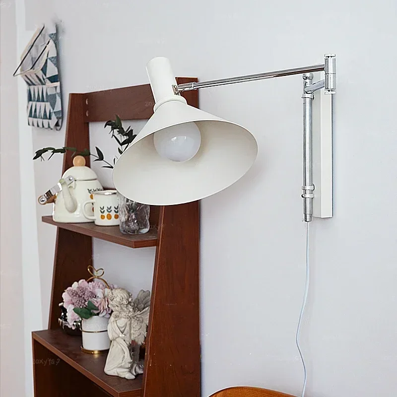 Modern Bauhaus Bedside Foldable Wall Lamp Medieval Minimalist Study Reading Lamp Bedroom Extended Rocker Arm Wall Lights