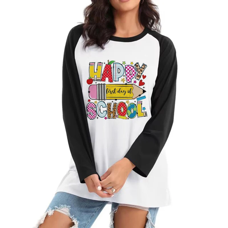 

Women's Casual Graphic Tees Tops Street Style long Sleeve T-Shirt Cute all seasons Vacation Vibe Back To School Printed T Shirt