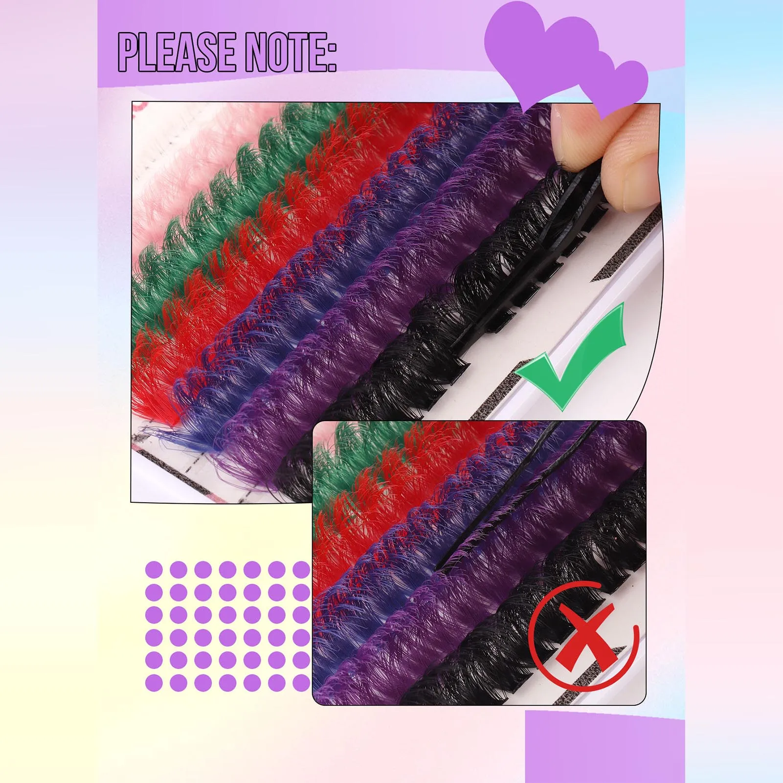 Cílios postiços extensão conjunto para o Halloween, vínculo e selo, cílios cluster, cosplay maquiagens, colorido, DIY