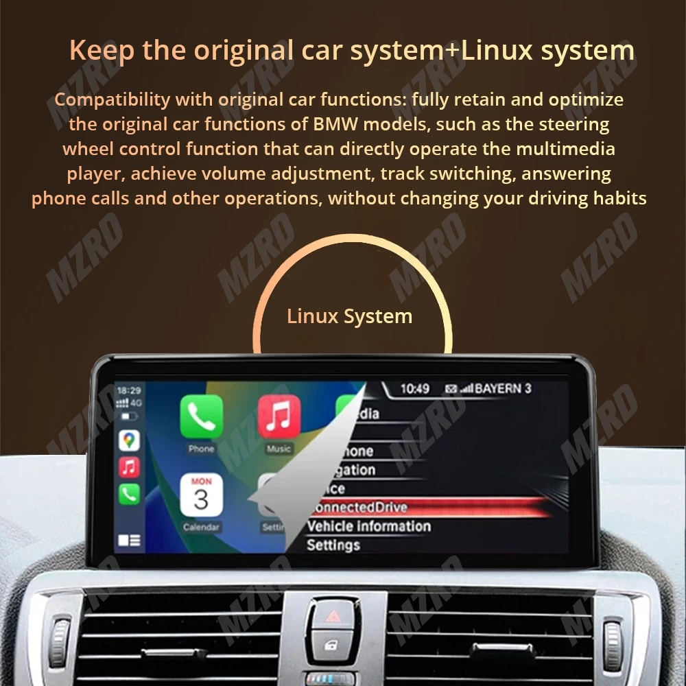 نظام لينكس 10.25 بوصة لنظام BMW 1 Series F20 NBT 13-16 مشغل وسائط متعددة لاسلكي CarPlay Auto Airplay مشغل وسائط متعددة