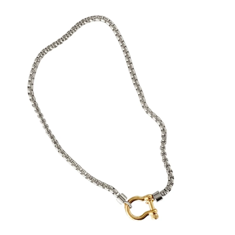 Elegant Stainless Steel Necklace Featuring Carabiner Clasp for Modern Outfits Dropsale