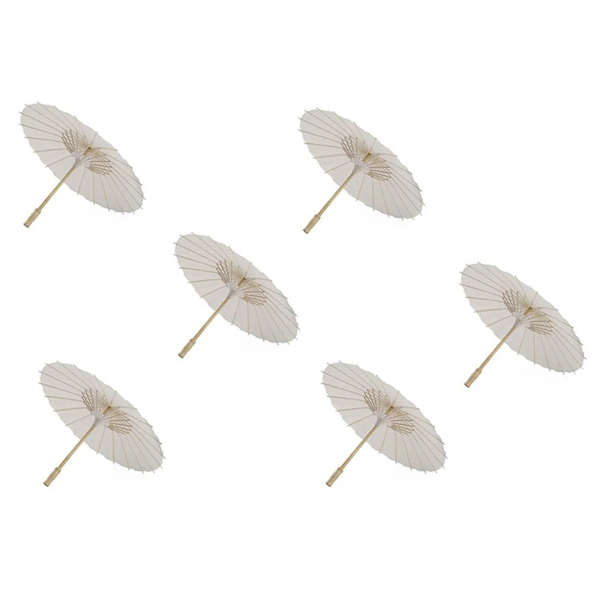 6PCS Paper Parasol 60Cm Beach Umbrella White DIY Umbrella Photography Props for Baby Shower Wedding