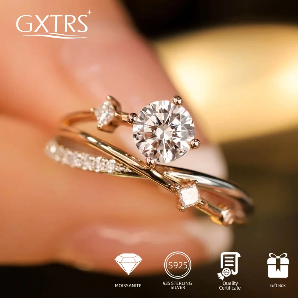 

1CT Real Moissanite Rings For Women 925 Sterling Silver Shooting Star Diamond Band Wedding Party Gift Ring GRA Jewelry Wholesale