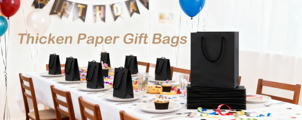 10 Stück dicke kleine Geschenktüten mit Griff für Hochzeit, Babyparty, Geburtstag, Party, Gastgeschenk, Schmuck, Verpackungstüten, weiß, schwarz – Detail 3