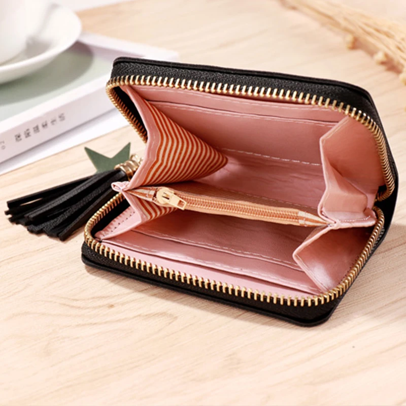 2023 Women Small Wallet Ladies Mini Tassel Wallet Cute Girl Short Zipper Lovely Pu Leather Coin Purse Female Hand Wallet cartera