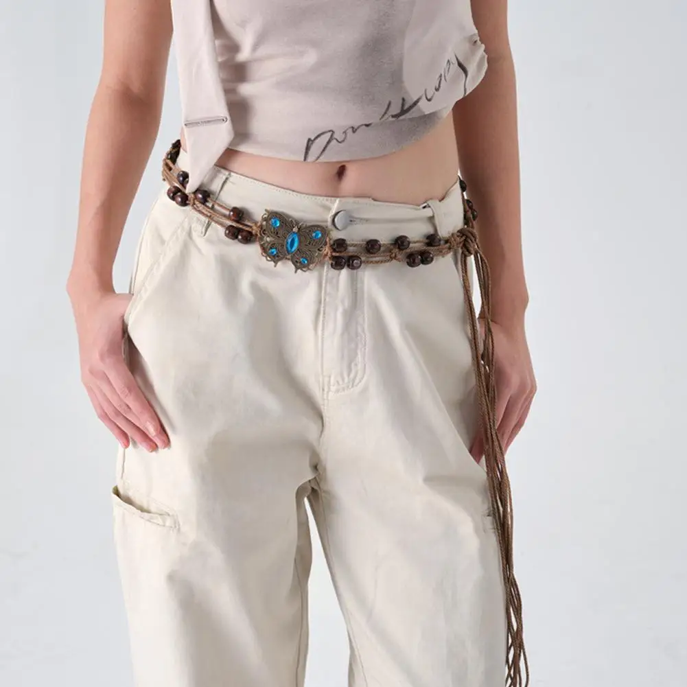 2025 جديد البوهيمي المنسوجة الخصر حبل حزام الرجعية العرقية الزخرفية الخصر سلسلة للنساء ، الكورية نمط عارضة الإكسسوارات #1