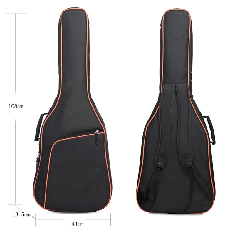 40/41 Inch Acoustic Guitar Case Gig Bag 1680D Oxford Fabric Double Straps Padded 10mm Cotton Soft Waterproof Backpack