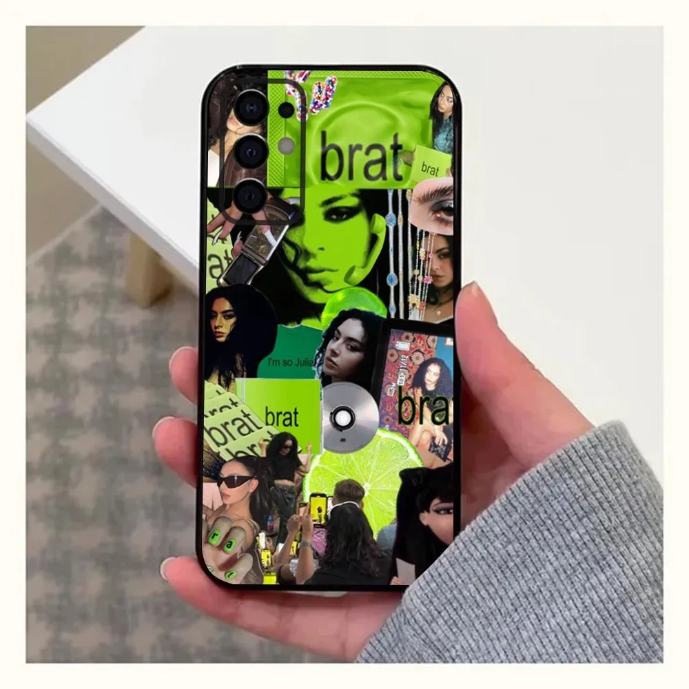 Singer C-Charli XCX Brat Phone Case For Samsung S24,S21,S22,S23,S30,Ultra,S20,Plus,Fe,Lite,Note,10,9,5G Black Soft Cover