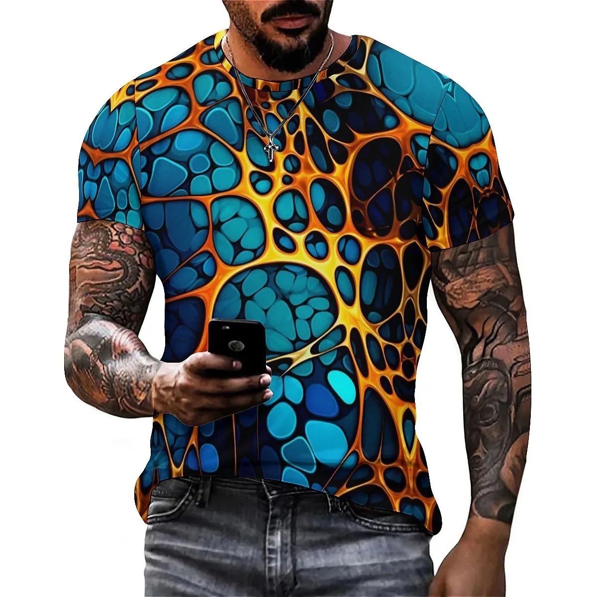 

Men's Funny Pattern 3D Printed Short-Sleeve T-Shirt - Family Gathering, Printed Shirt, Festival Gift