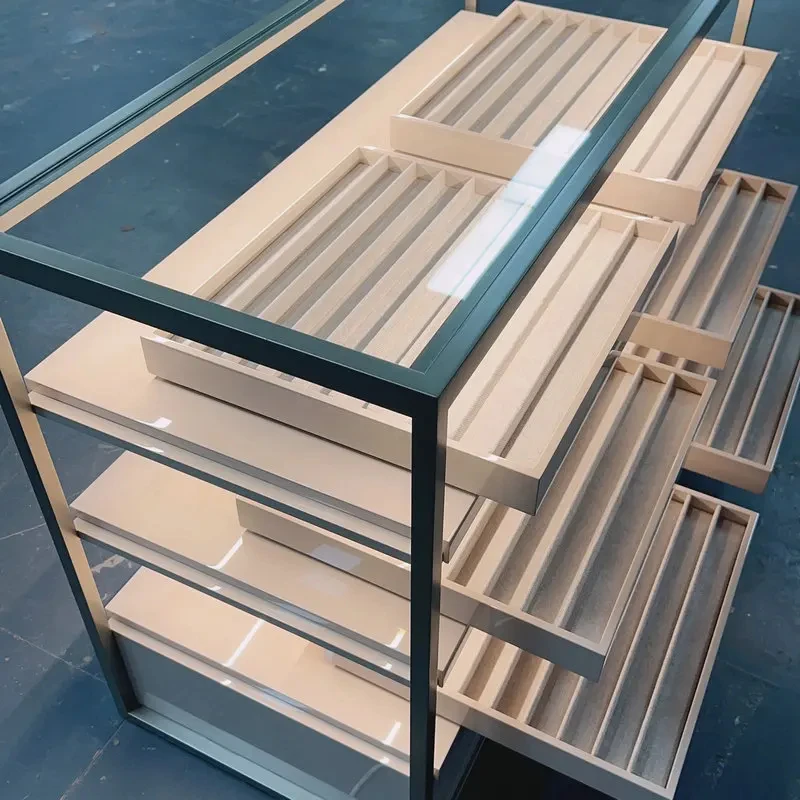 custom.Modern LED Jewelry Display Cabinet Shopping Mall & Boutique MDF Material Full-store Customization