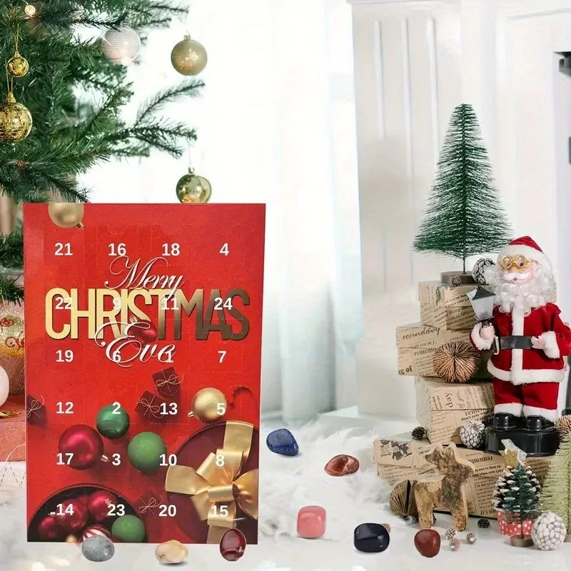 Advent Calendar 2024 24Pcs Natural Crystal Gemstone Stone Minerals Box Complete Rock Collection Christmas Countdown Kids Gift