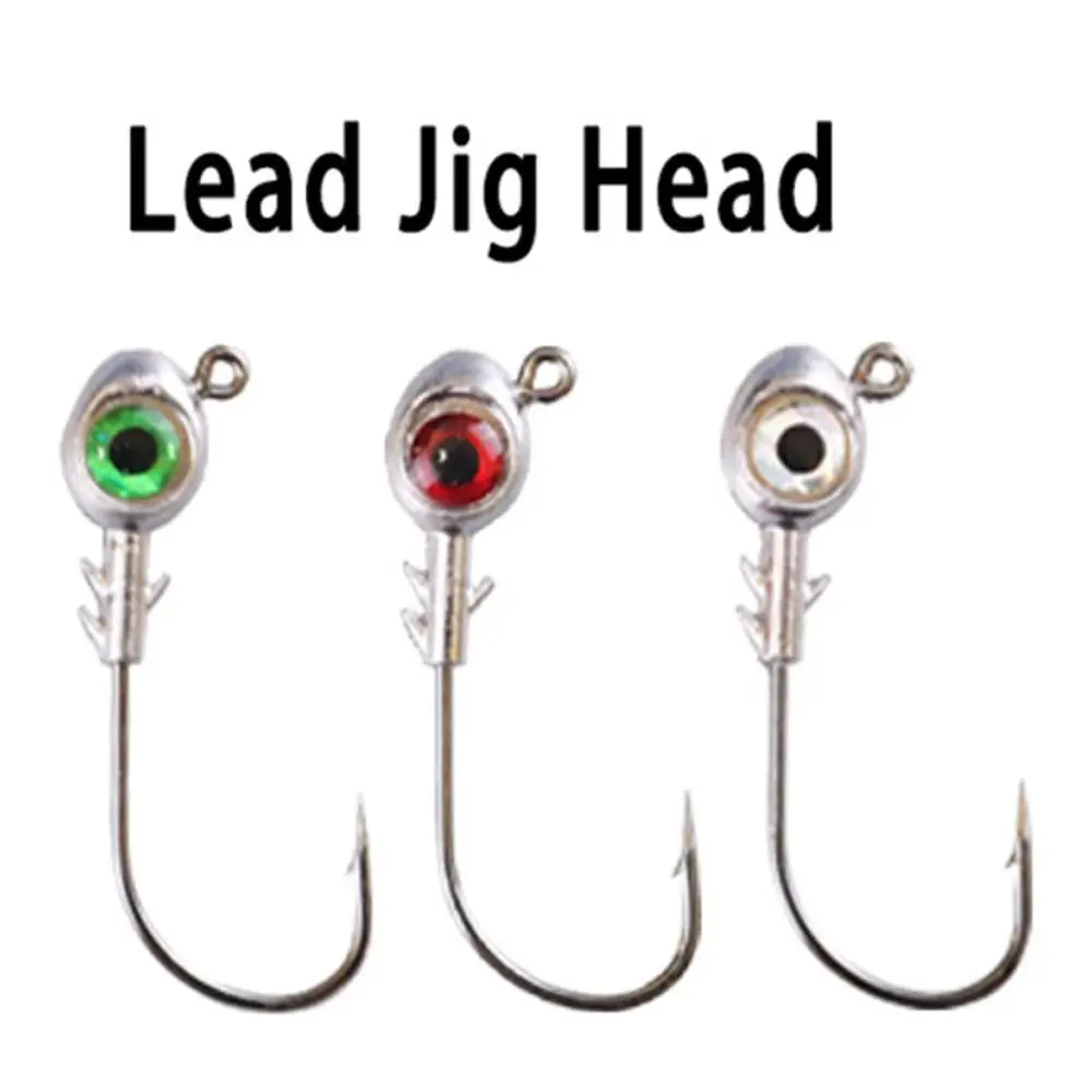3PCS 3D Big Eye Jig Head Three Barbs High Carbon Steel Eyes Jig Head Hook 5g 7g 10g 14g Realistic Jig Head Fishing Hook