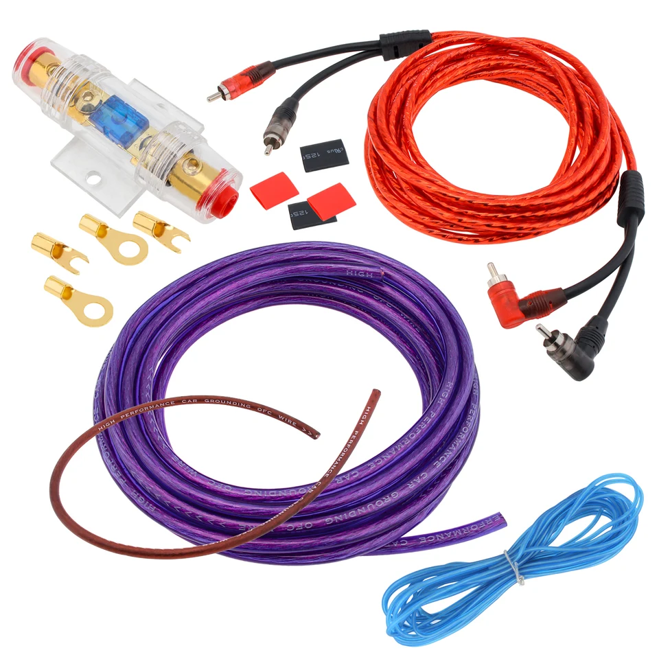 Kit Câblage Ampli 4 Gauge 2800W – RCA, Pour Haut-parleur Auto