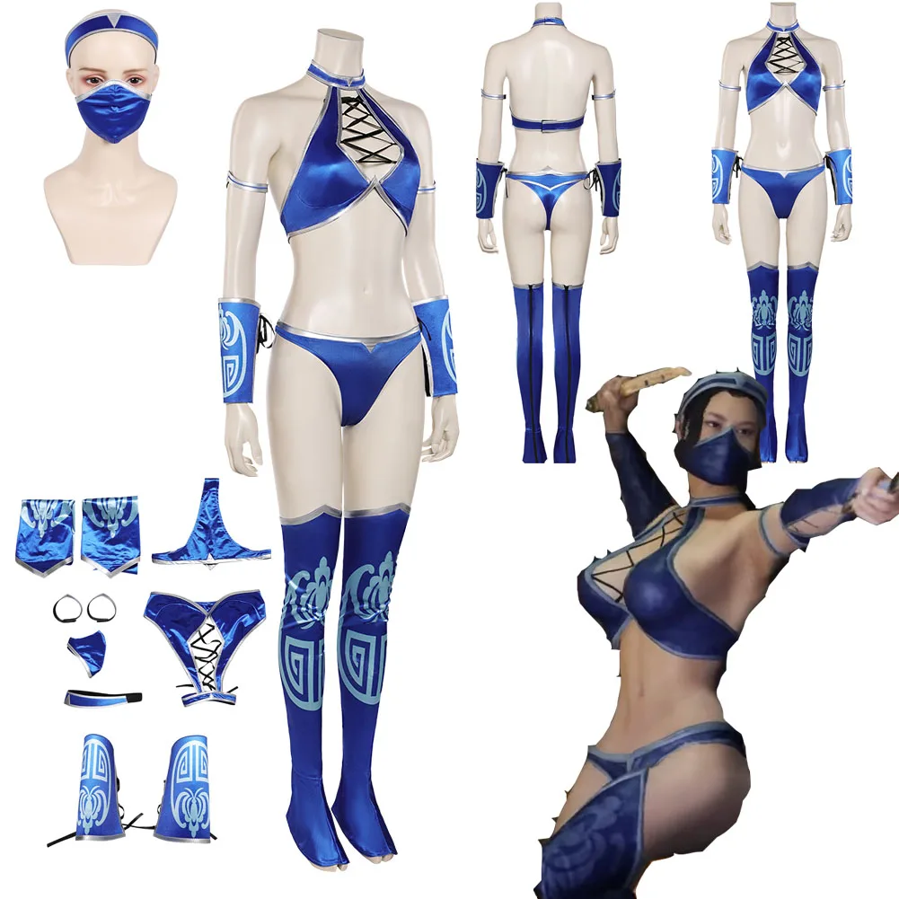 Game Kitana Cosplay Sexy Lingerie Mortal Kombat Costume Outfits For Adult Women Girls Halloween Carnival Game Role Play Jumpsuit