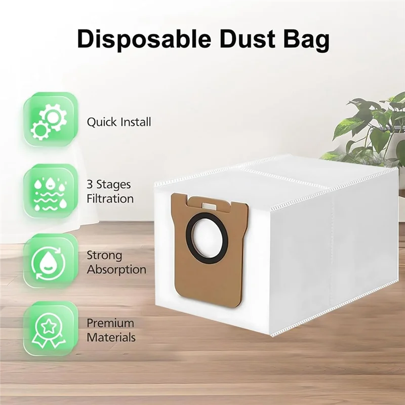 9M-10 Pack Vacuum Bags For Dreame L10s Ultra/L10 Ultra/L20 Ultra S10 Pro Robot Vacuum Cleaners Accessories