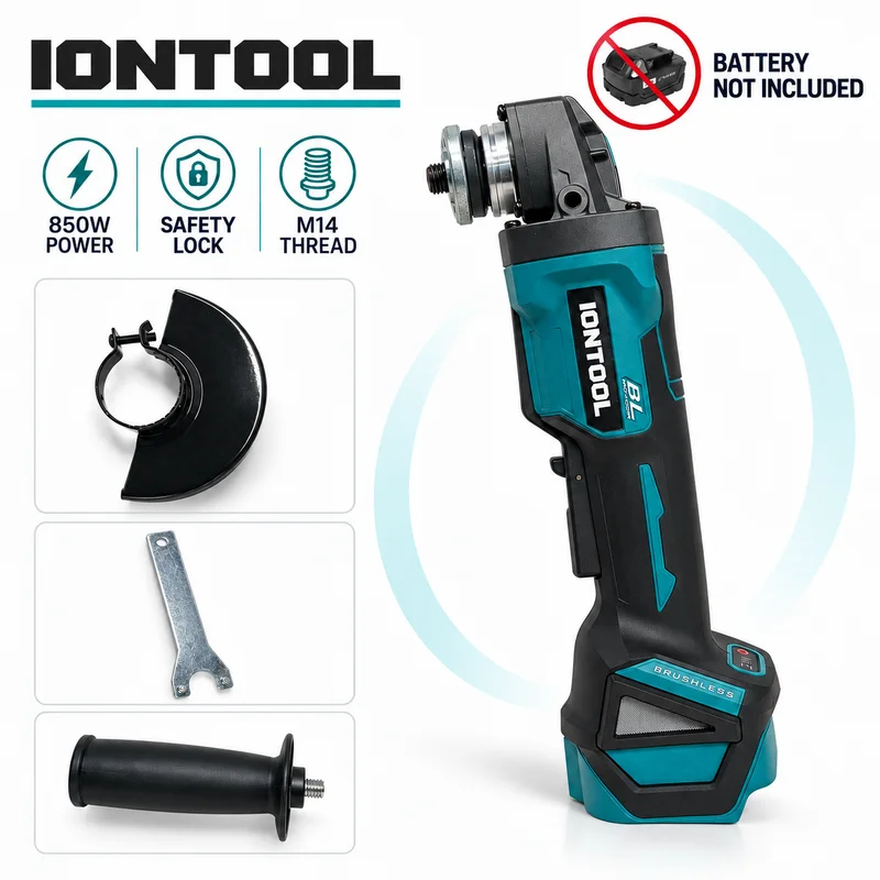 IONTOOL Brushless Angle Grinder 125mm M14 Power Tool for Workshop Construction Repair and Metal Processing