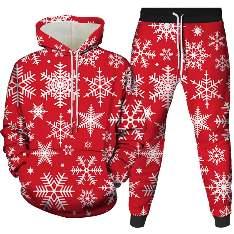 Christmas Santa Claus 3D Cartoon Print Tracksuit Set Man Woman Hoodies+Pants 2pcs Sets Fashion Sportwear kids Pullover Clothing