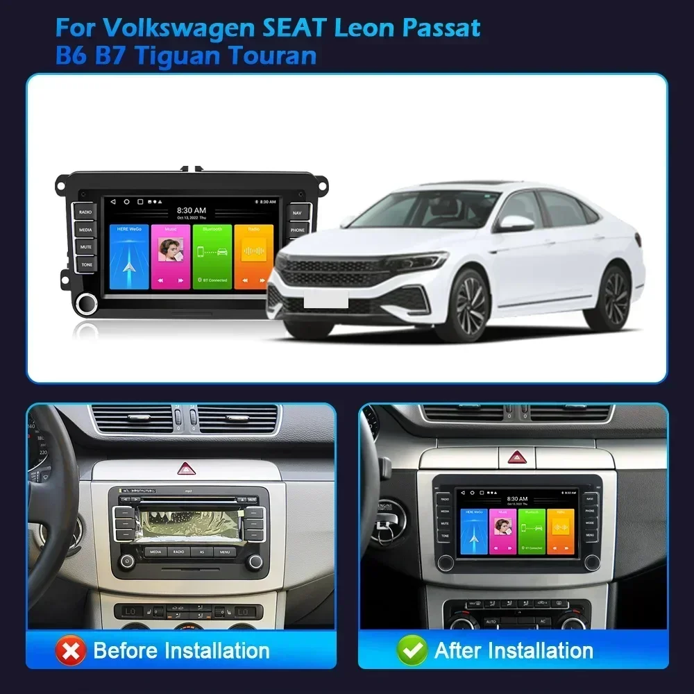 Android 13 For Volkswagen VW SEAT Leon Passat B6 B7 Tiguan Touran 7inch Carplay Android Radio GPS Screen Multimedia Console