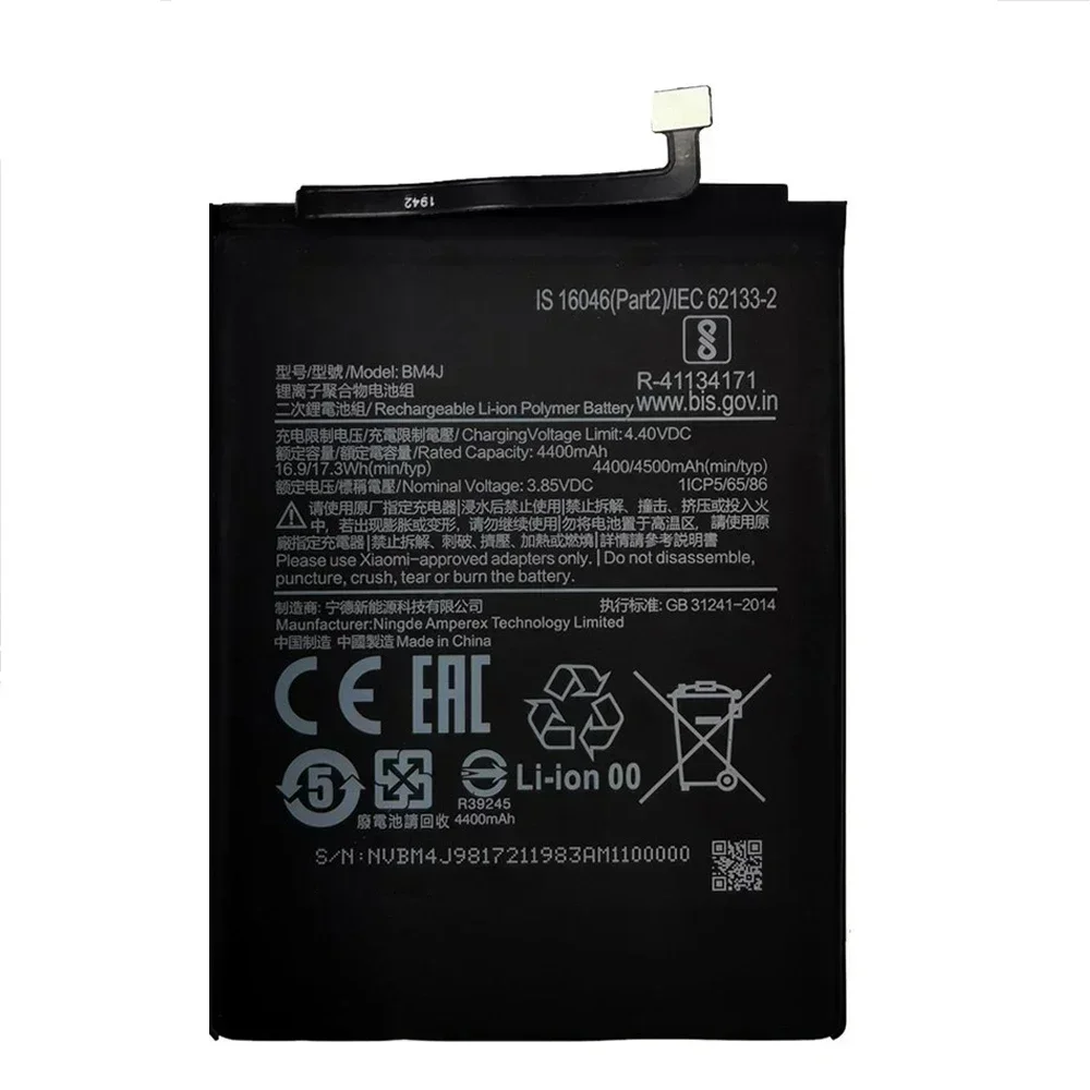 100% Original 4500mAh BM4J Battery For Xiaomi Redmi Note 8 Pro Note8 Pro Genuine Replacement Phone Batteries+Fast Shipping