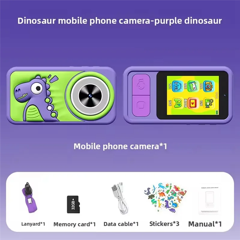 BEDW-1080P HD Camera For Toddler 2.4Inch Screen Autofocus Cute Cartoon MP3 Video Selfie Camera For Xmas Birthday Gifts