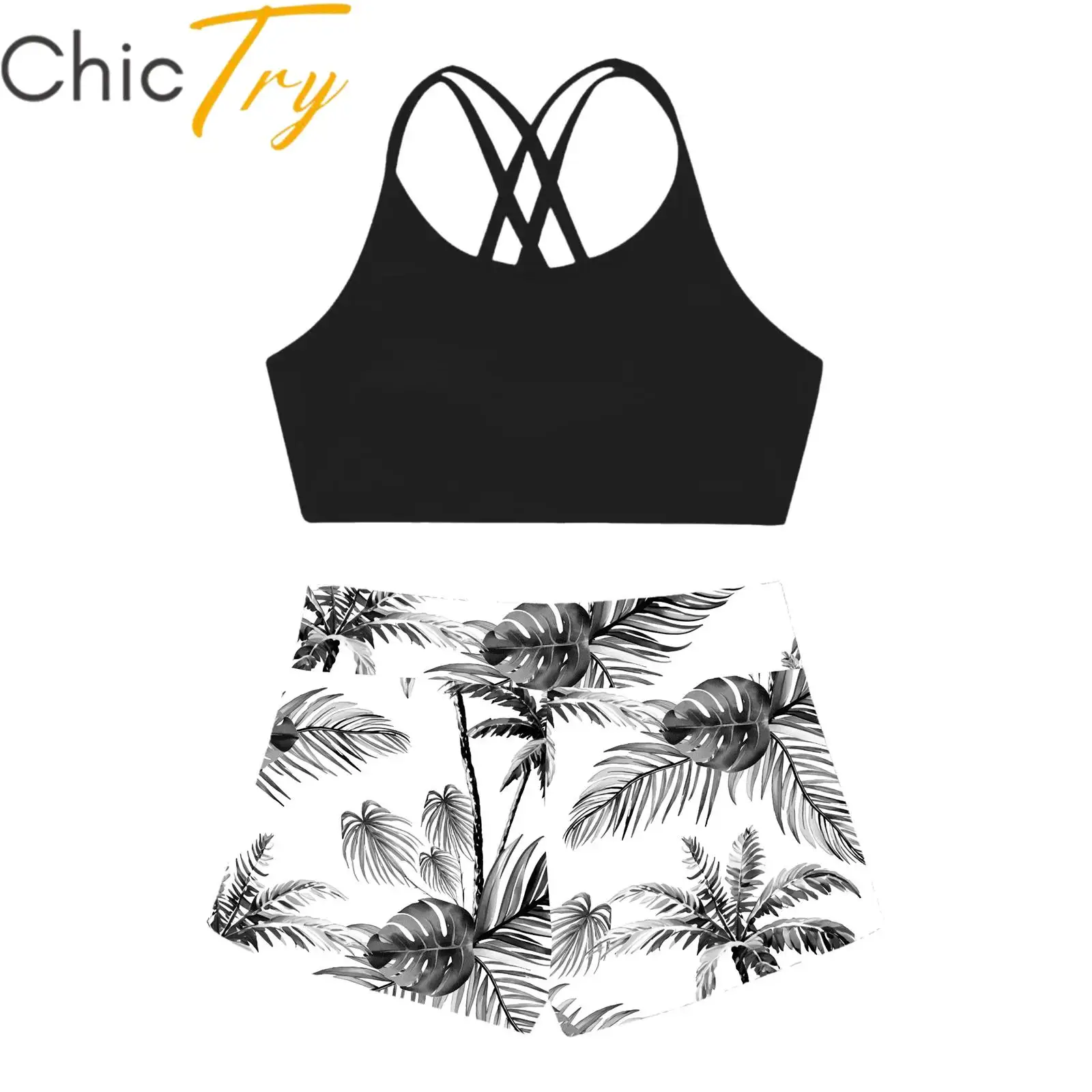Kids Girls Swim Sets Swimwear Beachwear Outfits Bikini Swimsuit 2PCS Sun Protection Bathing Suits Summer Surfing Beach Outfits