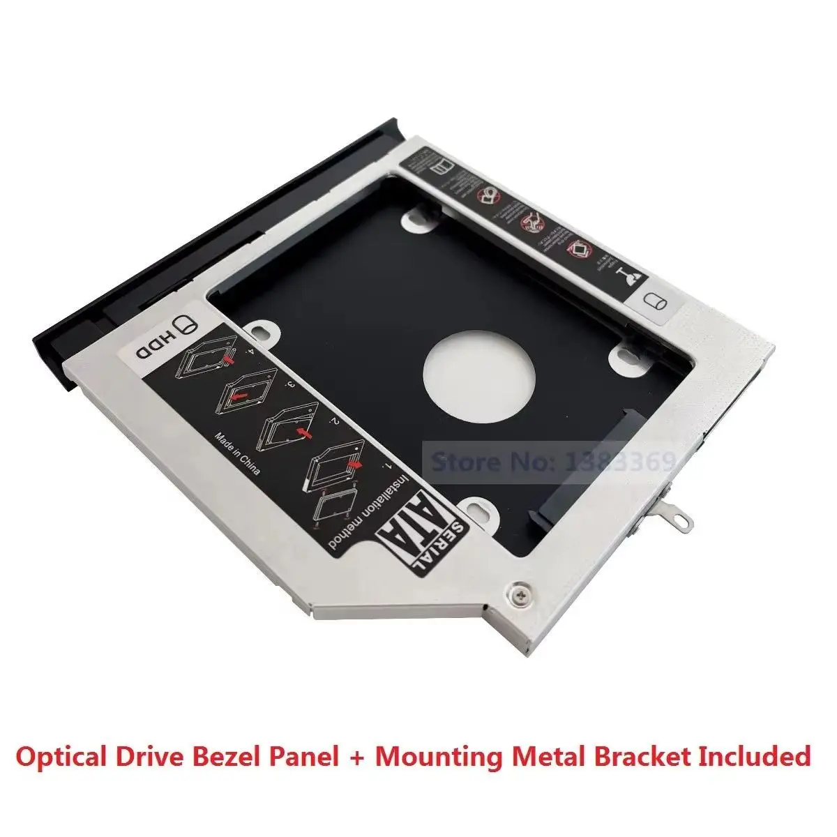 

with Bezel Panel Rear Hook 9.5mm 2nd 2.5 HDD SSD Hard Drive Optical bay Caddy Frame Tray for Lenovo N40-30 N40-70 N40-80 Series