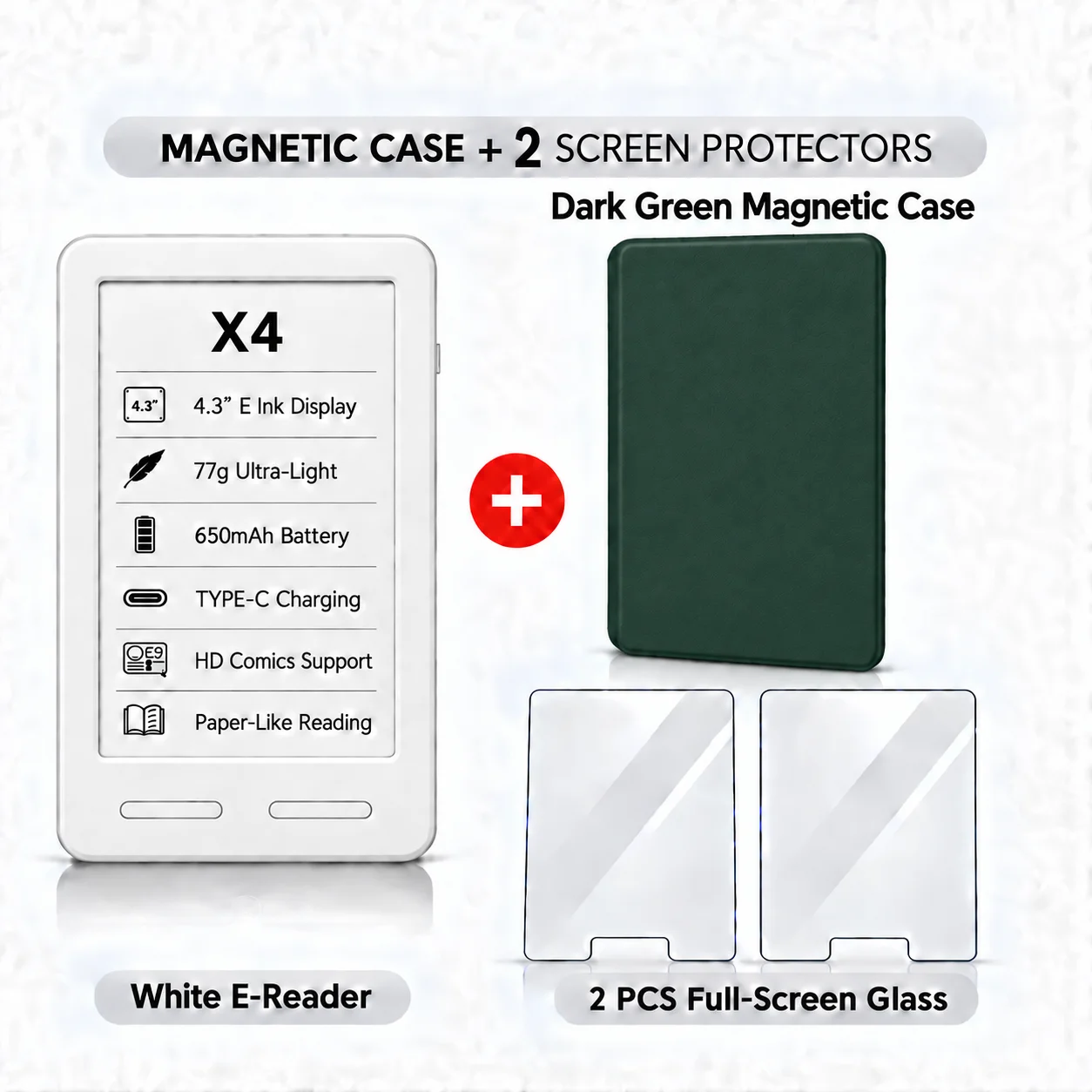 XTEINK X3 X4 X4 Pro: draagbare e-reader met e-ink-display, compact formaat, lichtgewicht, ideaal voor onderweg, op het werk en voor dagelijks lezen.