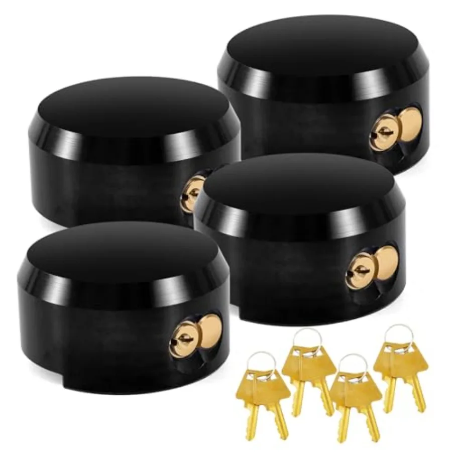 

4 Pack Puck Lock for Trailers: 6061 Solid Aluminum, Black, Keyed Alike with Reinforced Hidden Shackle for Trailers Trucks Vans