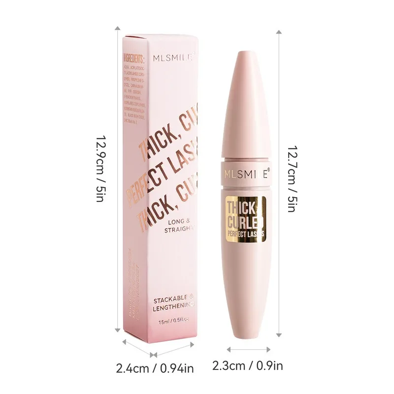 MLSMILE Mascara volumisant imperméable et résistant aux taches, 5 couleurs, allongeant et Dense