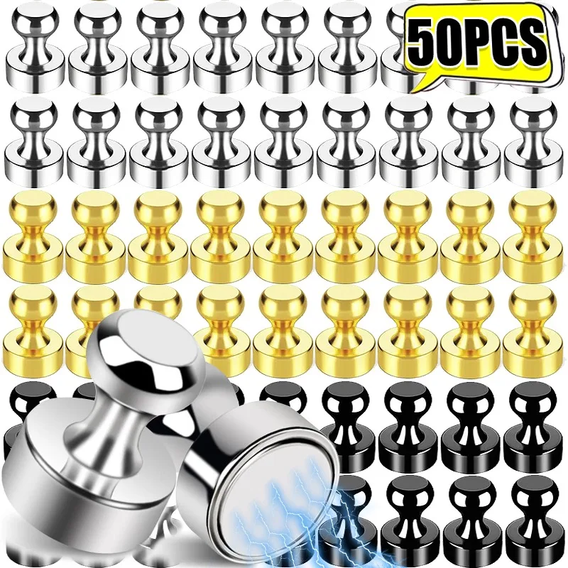 50/1pcs Magnetic Pushpins Sucker Thumbtack Super Strong Neodymium Pushpin Metal Pin Refrigerator Whiteboard Magnet Push Pins